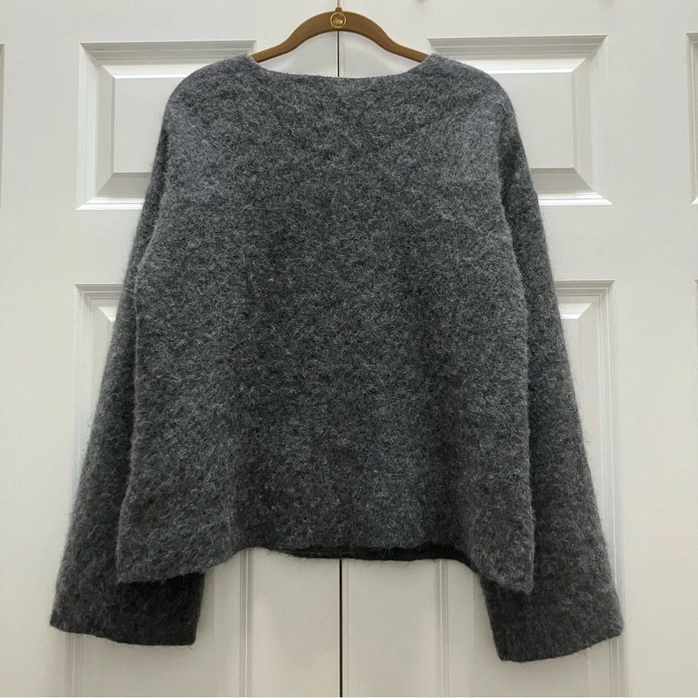J Crew Collection Alpaca Wool Double Breasted Collarless Sweater Coat Cardigan